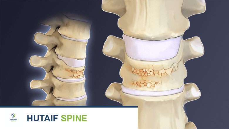صورة جانبية وأمامية لكسر انضغاطي في الفقرة