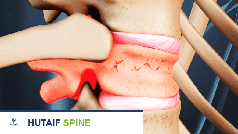 صورة توضيحية لفقرة مكسورة باللون الأحمر.
