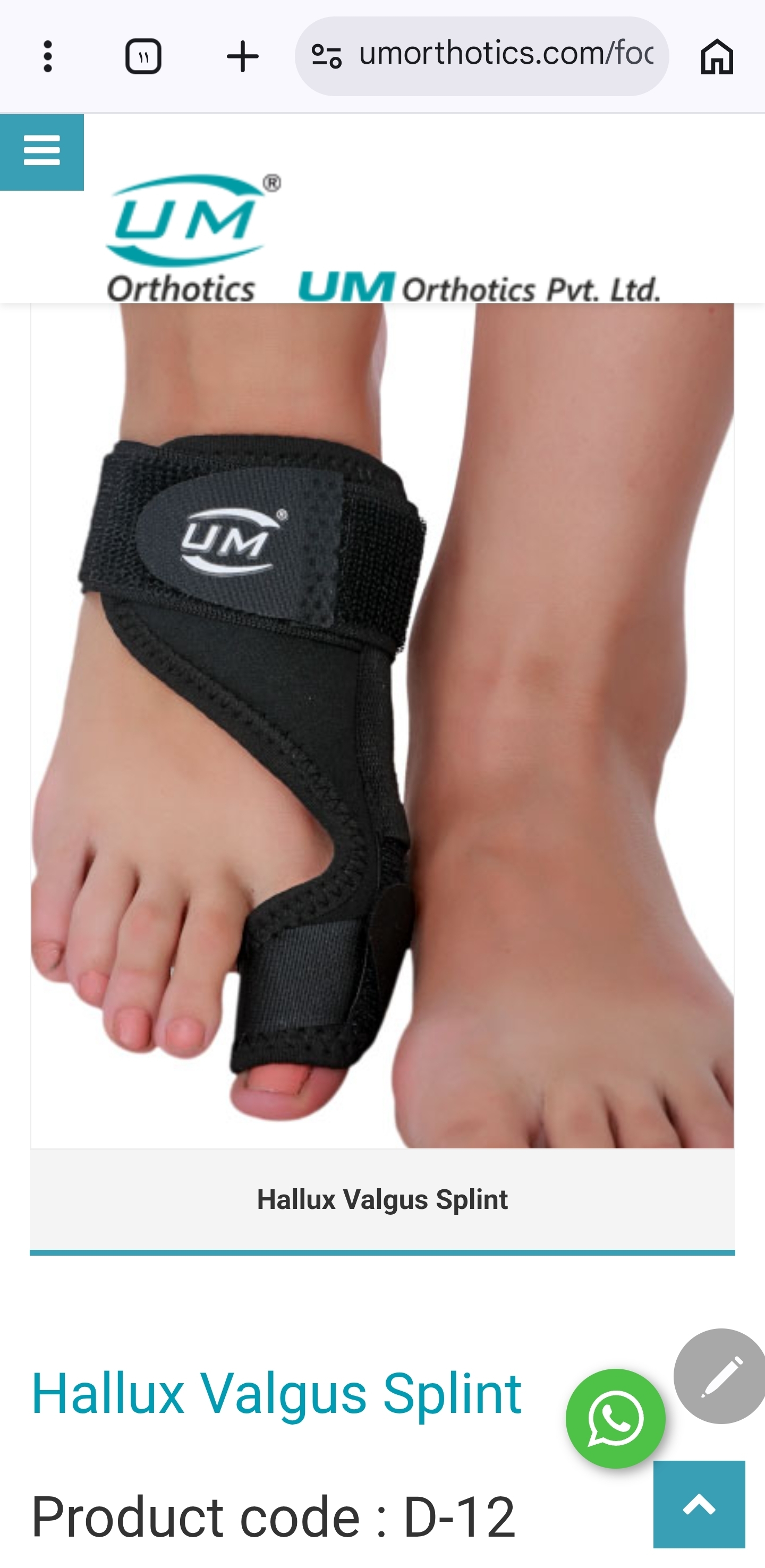 UM Hallux Valgus Splint Modle D-12
