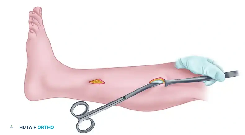 DOUBLE MINI-INCISION FASCIOTOMY FOR CHRONIC ANTERIOR COMPARTMENT SYNDROME Surgical Diagram