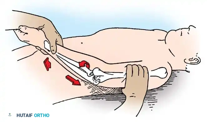 Clinical demonstration of the moving valgus stress test for UCL insufficiency.