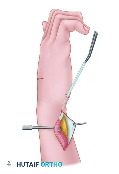 TRANSFER OF THE EXTENSOR INDICIS PROPRIUS Surgical Diagram